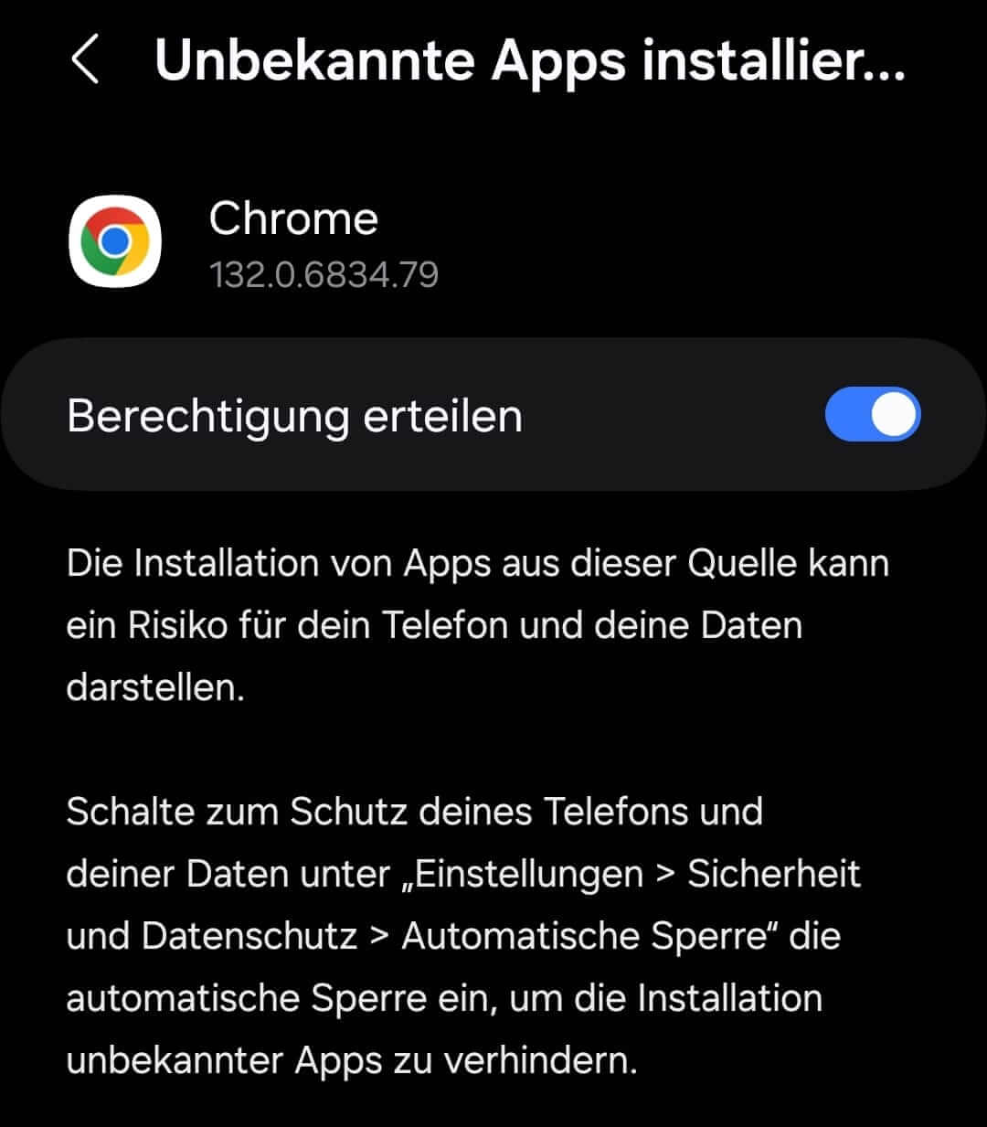 Unbekannte APP installieren